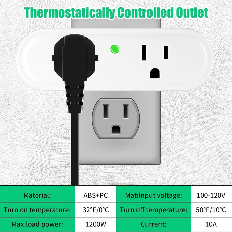 Makevivi Thermostatically Controlled Outlet 1 Pack – Automatically Turns On at 32°F and Off at 50°F, Safe & Energy-Saving Thermo Cube for Chicken Water Heater, Pet Bowl, Bird Bath, and Roof Deicer - Image 2